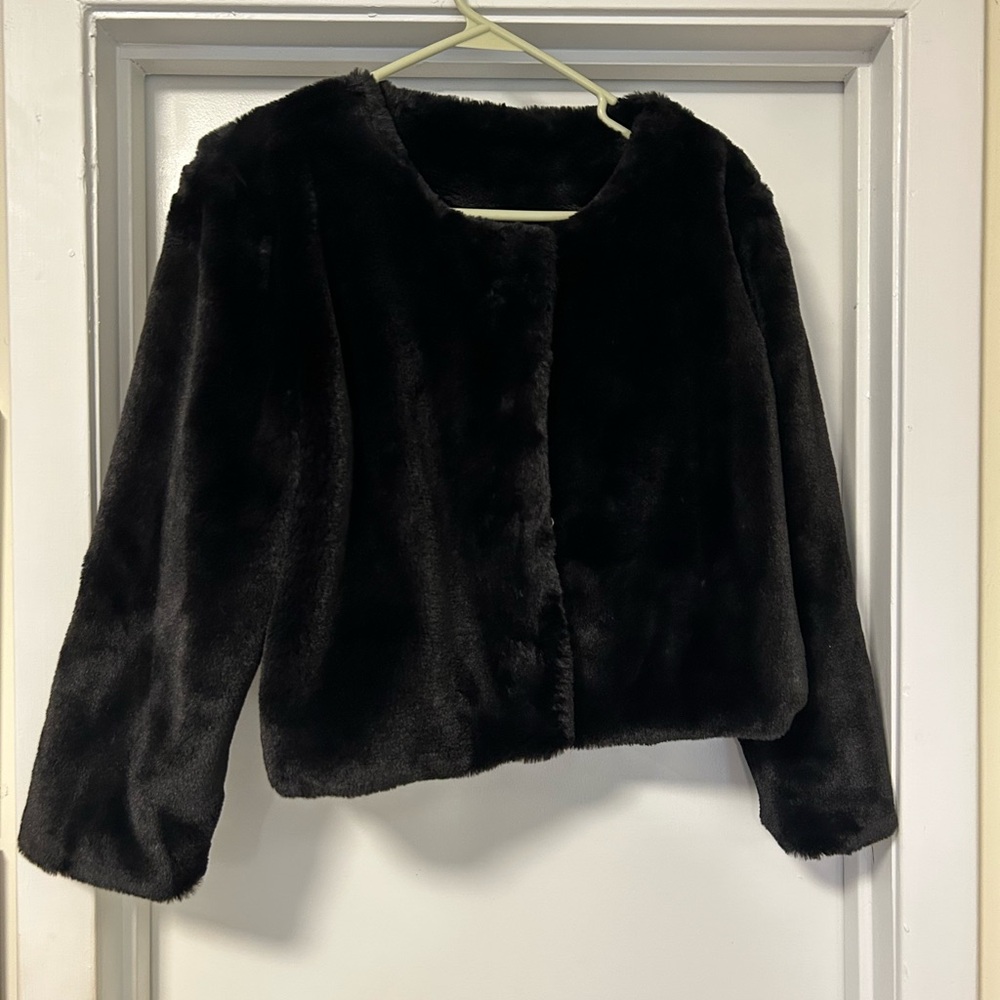 Adrianna Papell Black Faux Fur Jacket